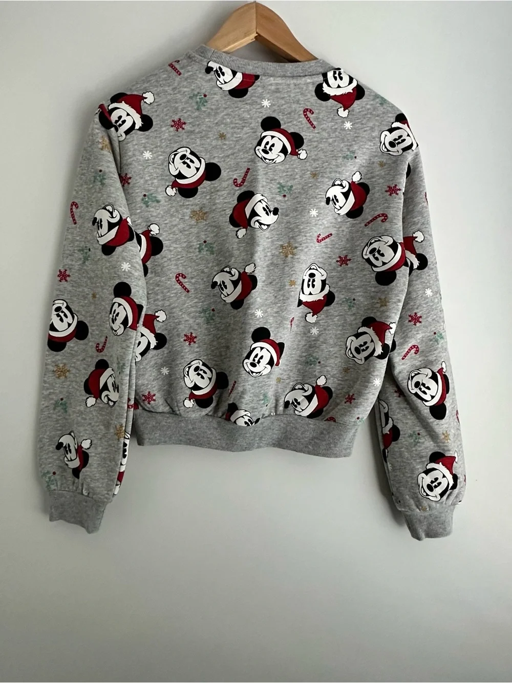 Disney Gray Mickey Mouse Holiday Crewneck Sweatshirt with Red Accents - Picture 2 of 6